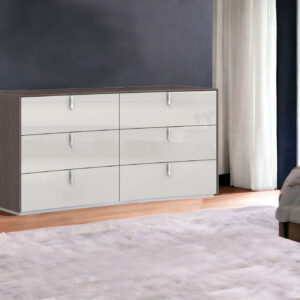 62" Gray Six Drawer Double Dresser