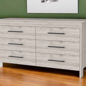 32" Light Gray Six Drawer Double Dresser