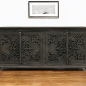 71" Distressed Gray Solid Wood Sideboard with Four Doors