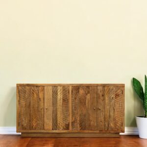 72" Brown Solid Wood Sideboard with Four Doors