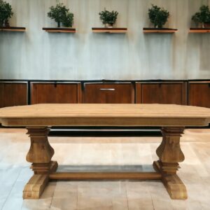 84" Natural Solid Wood Trestle Base Dining Table