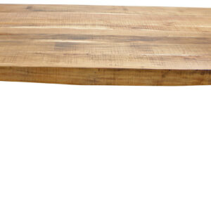 63" Natural And Black Solid Wood And Iron Sled Base Dining Table