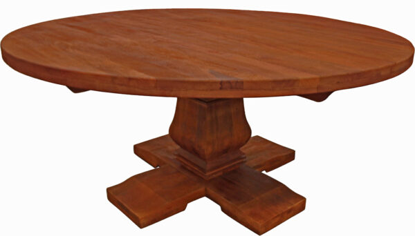 70" Brown Rounded Solid Wood Dining Table