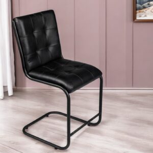Tufted Black Upholstered Leather Dining Side Chair