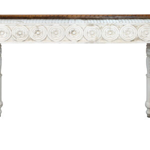 48" Natural and White Solid Wood Distressed Console Table