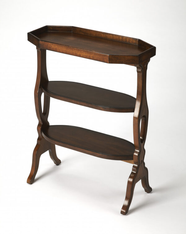 28" Dark Brown End Table With Two Shelves