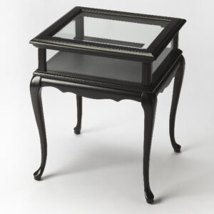 25" Black Glass End Table
