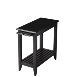 24" Black End Table With Shelf
