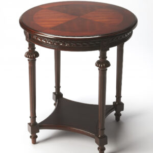 27" Dark Brown Manufactured Wood Round End Table With Shelf