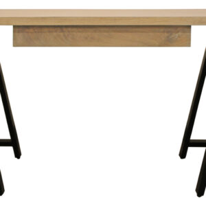 60" Ivory and Black Solid Wood Executive Desk