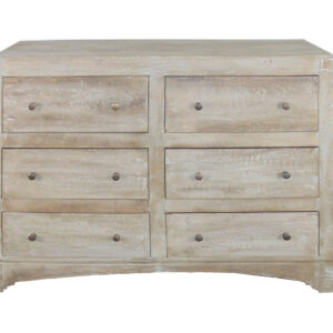 60" Brown Solid Wood Six Drawer Double Dresser