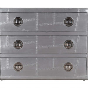 42" Silver Aluminum Three Drawer Dresser