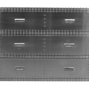 42" Silver Aluminum Three Drawer Dresser