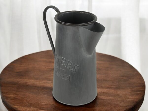 11" Dark Gray Metal Jug Vase