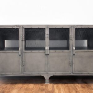 61" Gray Metal Enclosed Storage TV Stand