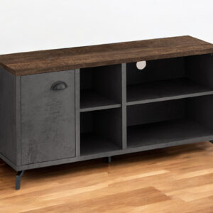 47" Brown And Gray Distressed Reclaimed Wood Enclosed and Open Storage TV Stand