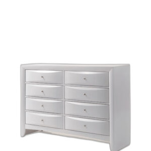 59" White Solid and Manufactured Wood Eight Drawer Double Dresser