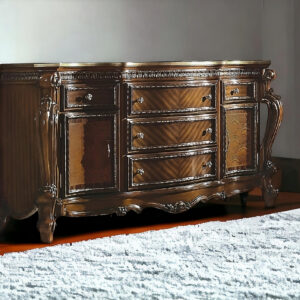69" Brown Solid and Manufactured Wood Five Drawer Triple Dresser
