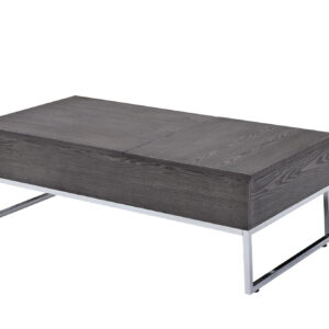47" Gray and Silver Wood Lift Top Frame Coffee Table