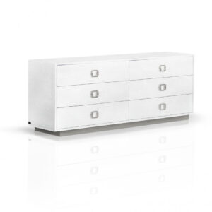 63" White Solid And Manufactured Wood Six Drawer Dresser