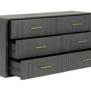 63" Dark Grey Solid And Manufactured Wood Six Drawer Dresser