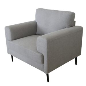41" Light Gray and Black Linen Arm Chair
