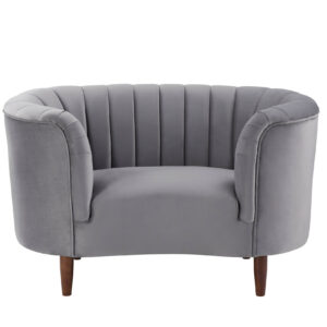 52" Gray and Black Velvet Striped Arm Chair
