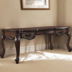 72" Dark Brown Wood Executive Desk With Three Drawers