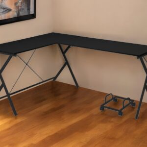 62" Black L Shape Computer Desk