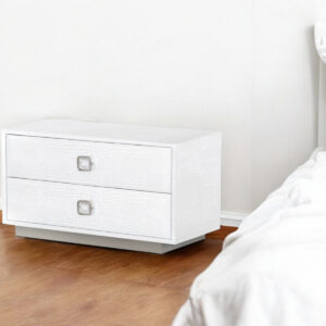 19" White Solid and Manufactured Wood Two Drawer Nightstand