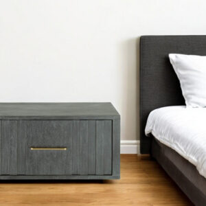 12" Gray Solid and Manufactured Wood One Drawer Nightstand