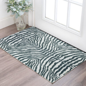 3' X 5' Grey Zebra Print Shag Handmade Non Skid Area Rug