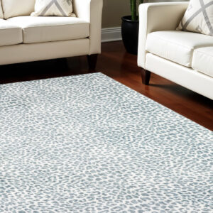 8' X 10' Grey Leopard Print Shag Handmade Non Skid Area Rug