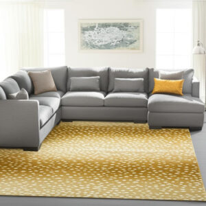 8' X 10' Gold Gazelle Print Shag Handmade Non Skid Area Rug