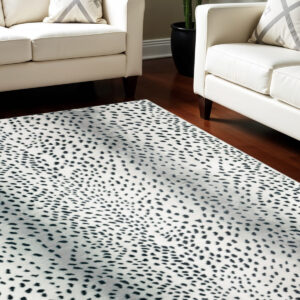 5' X 8' Black Gazelle Print Shag Handmade Non Skid Area Rug