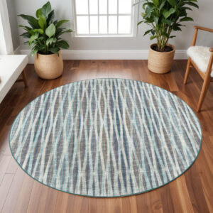 10' Blue Round Ombre Tufted Handmade Area Rug