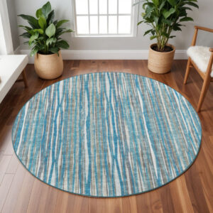 10' Blue Round Ombre Tufted Handmade Area Rug