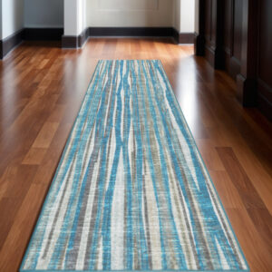 3' X 10' Blue Ombre Tufted Runner Rug