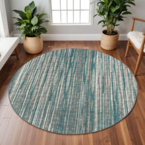 10' Blue Round Ombre Tufted Handmade Area Rug