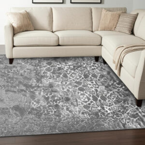 8' X 11' Gray and Ivory Oriental Distressed Area Rug