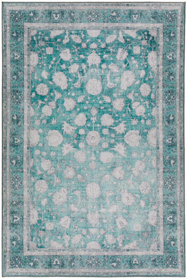 9' X 13' Blue Oriental Distressed Non Skid Area Rug - Image 2