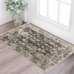 3' X 5' Black Oriental Area Rug With Fringe