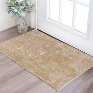 3' X 5' Beige Oriental Area Rug With Fringe