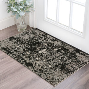 3' X 5' Black Oriental Area Rug With Fringe