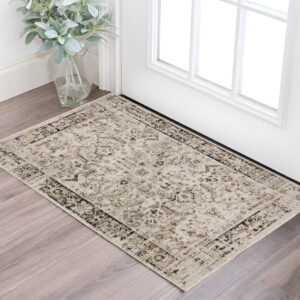 3' X 5' Gray Oriental Area Rug With Fringe