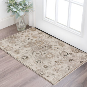 3' X 5' Gray Oriental Area Rug With Fringe