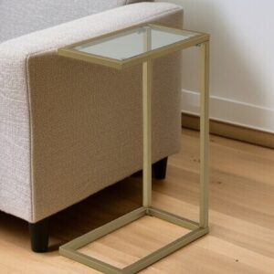 26" Gold And Clear Glass Rectangular End Table