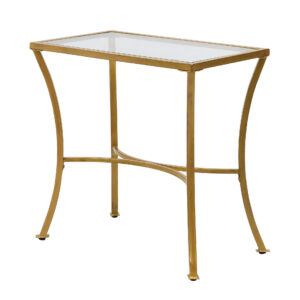 24" Antique Nickel Metal Round End Table