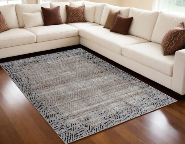 5' X 8' Brown Geometric Area Rug - Image 2