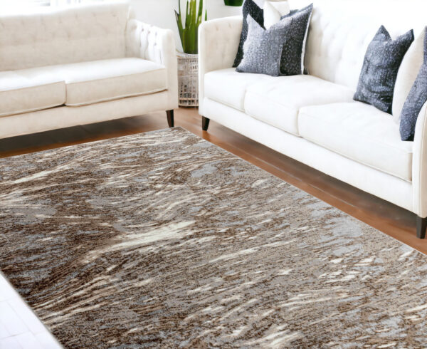 8' X 11' Brown Abstract Area Rug - Image 2